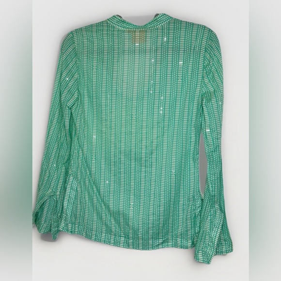 Tory Burch Green Printed Long Sleeve Blouse | Lightweight Tunic Top Size 2 - Picture 2 of 2